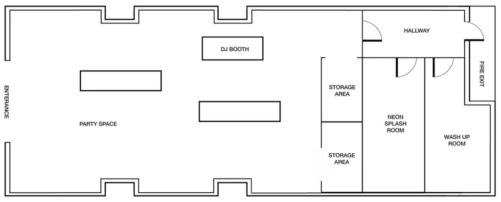 A comprehensive floorplan of jojos parties in edinburgh